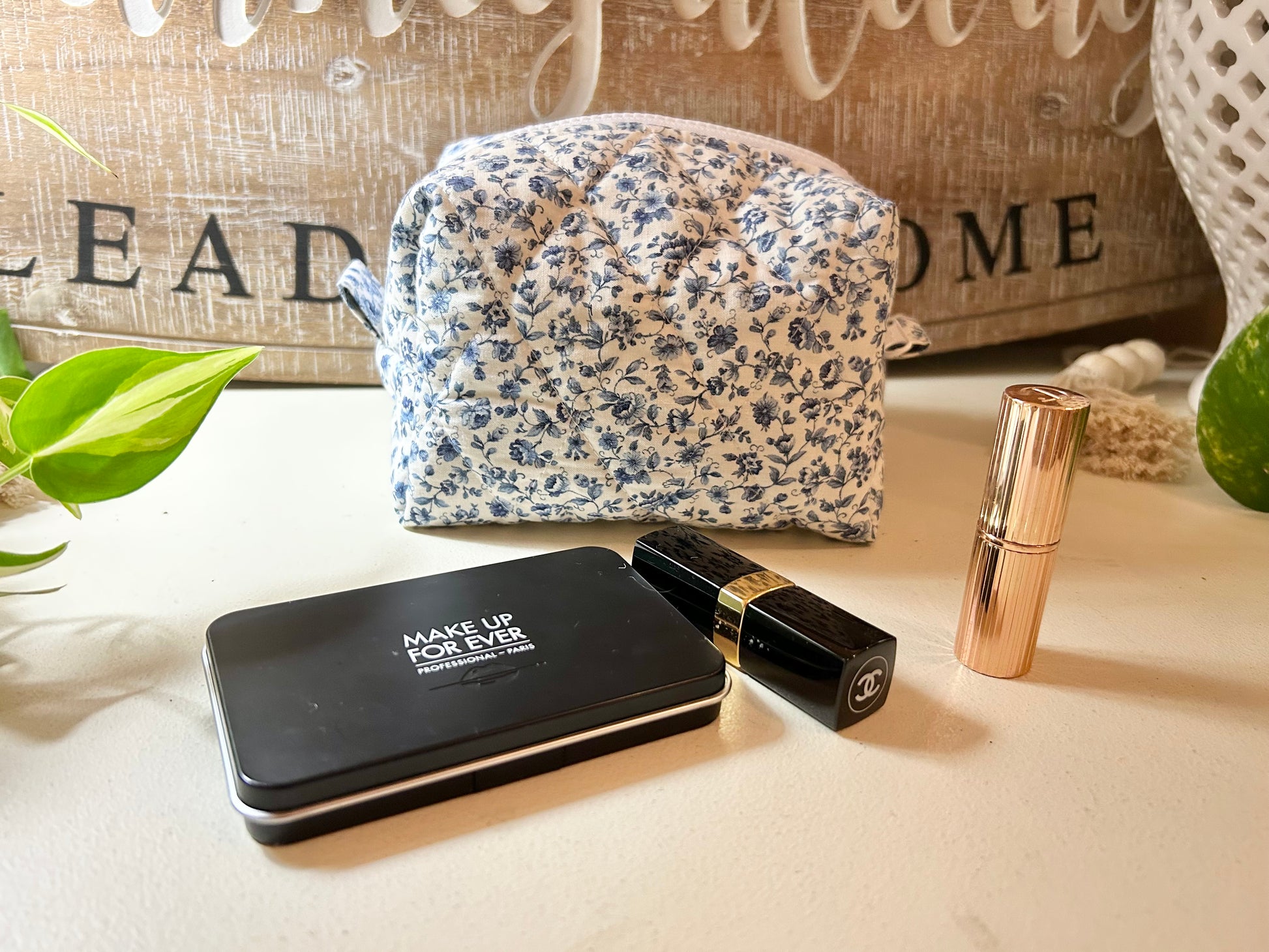Small Makeup Bag - Emmy Blue Floral