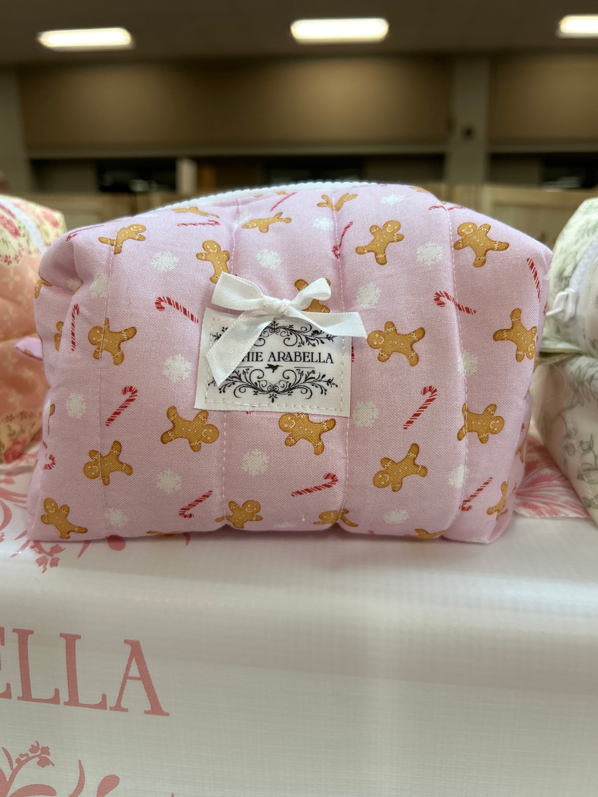 Small Makeup Bag - Pink Gingerbread Man