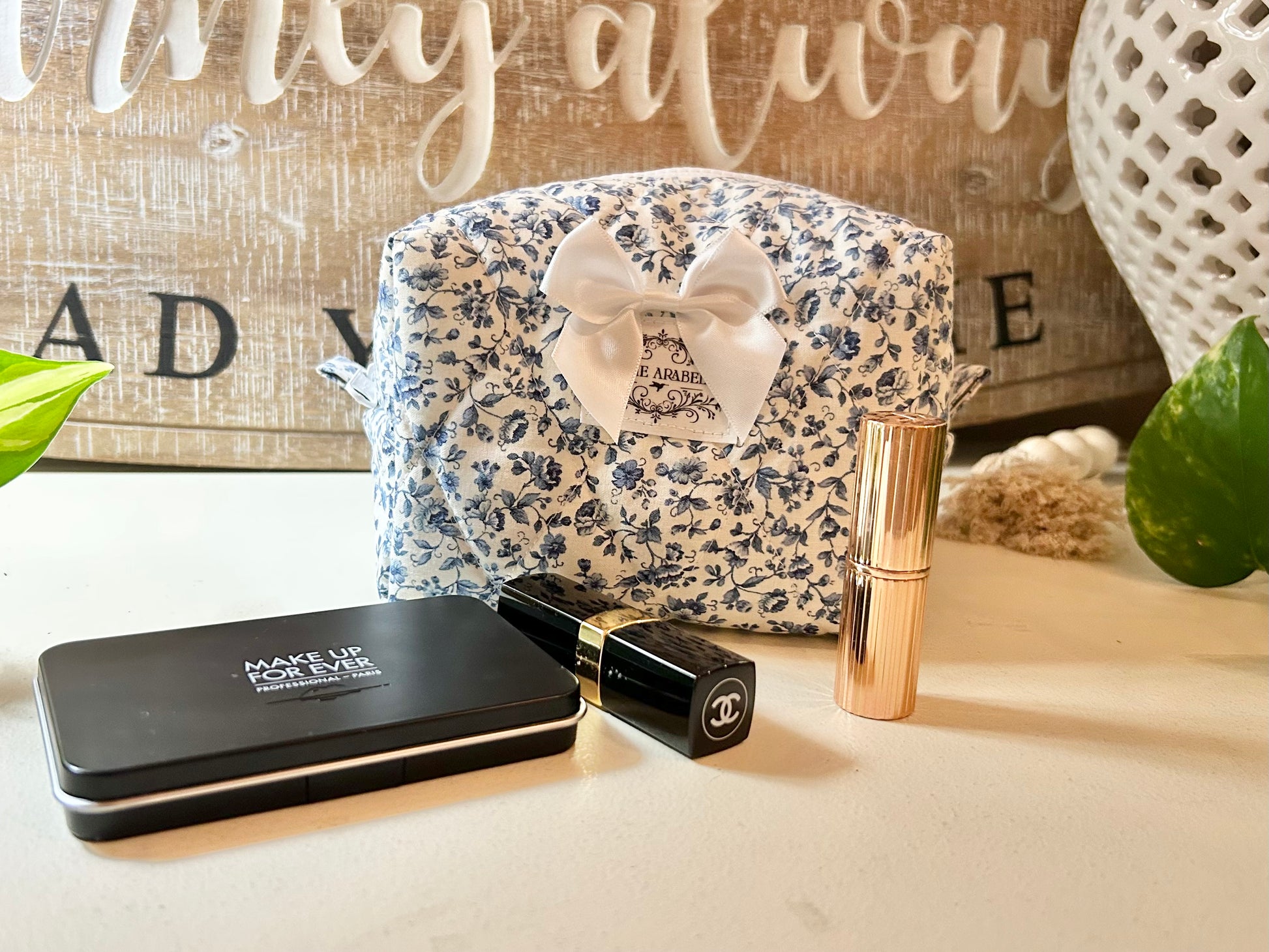 Small Makeup Bag - Emmy Blue Floral