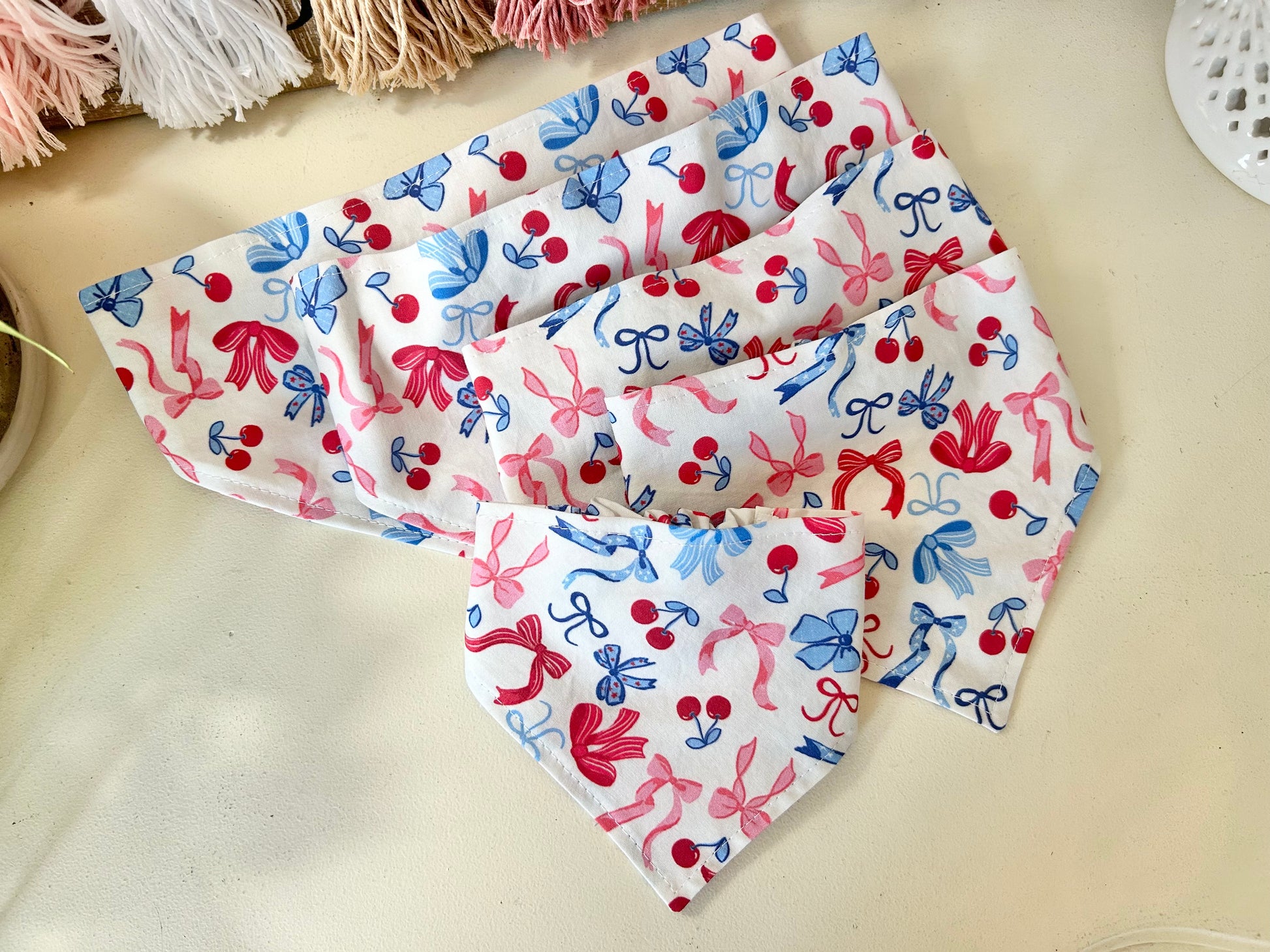 Bows & Cherries Red, White, & Blue
