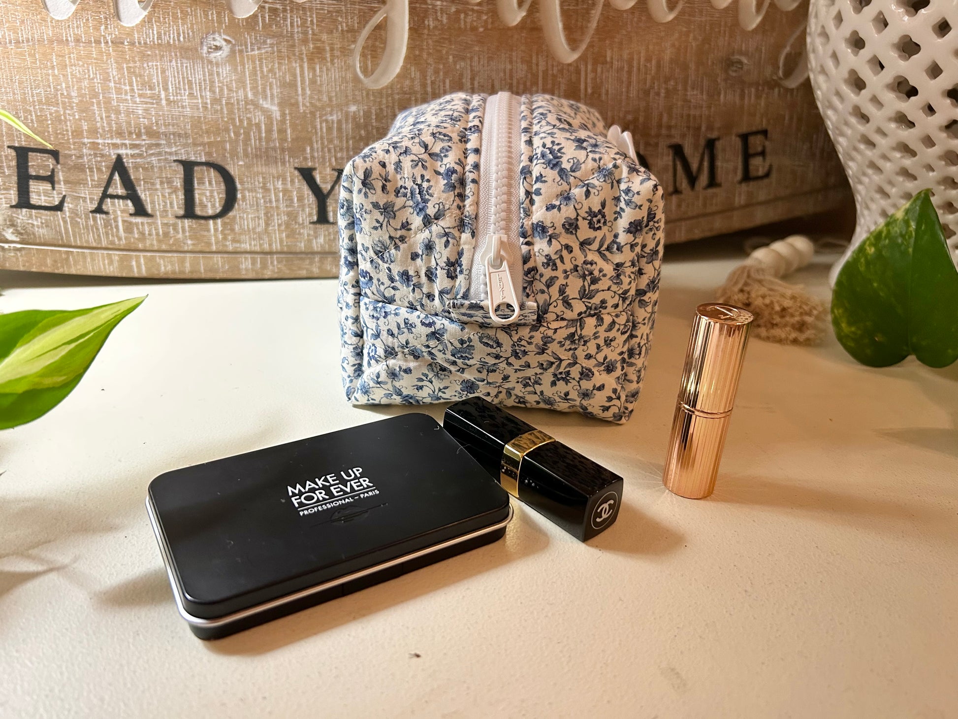 Small Makeup Bag - Emmy Blue Floral