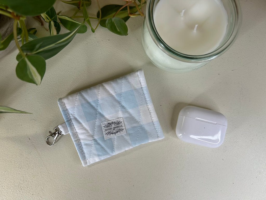 Mini Pouch - Blue & White Check