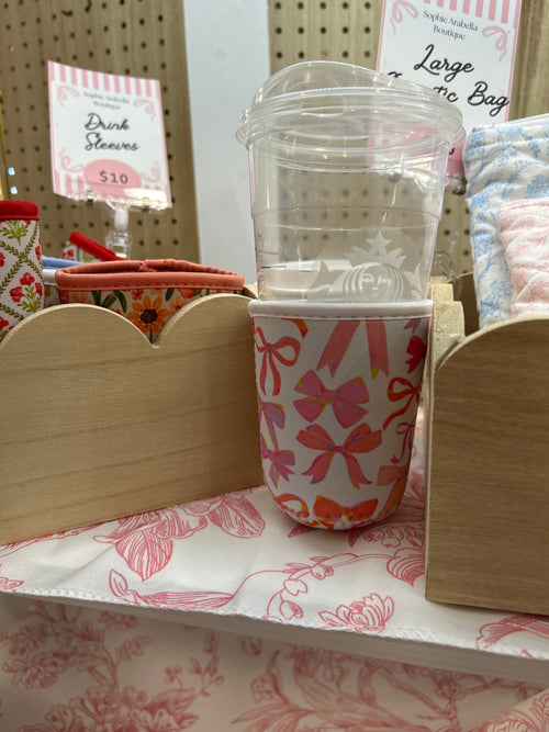 Drink Sleeve - Pink Bows