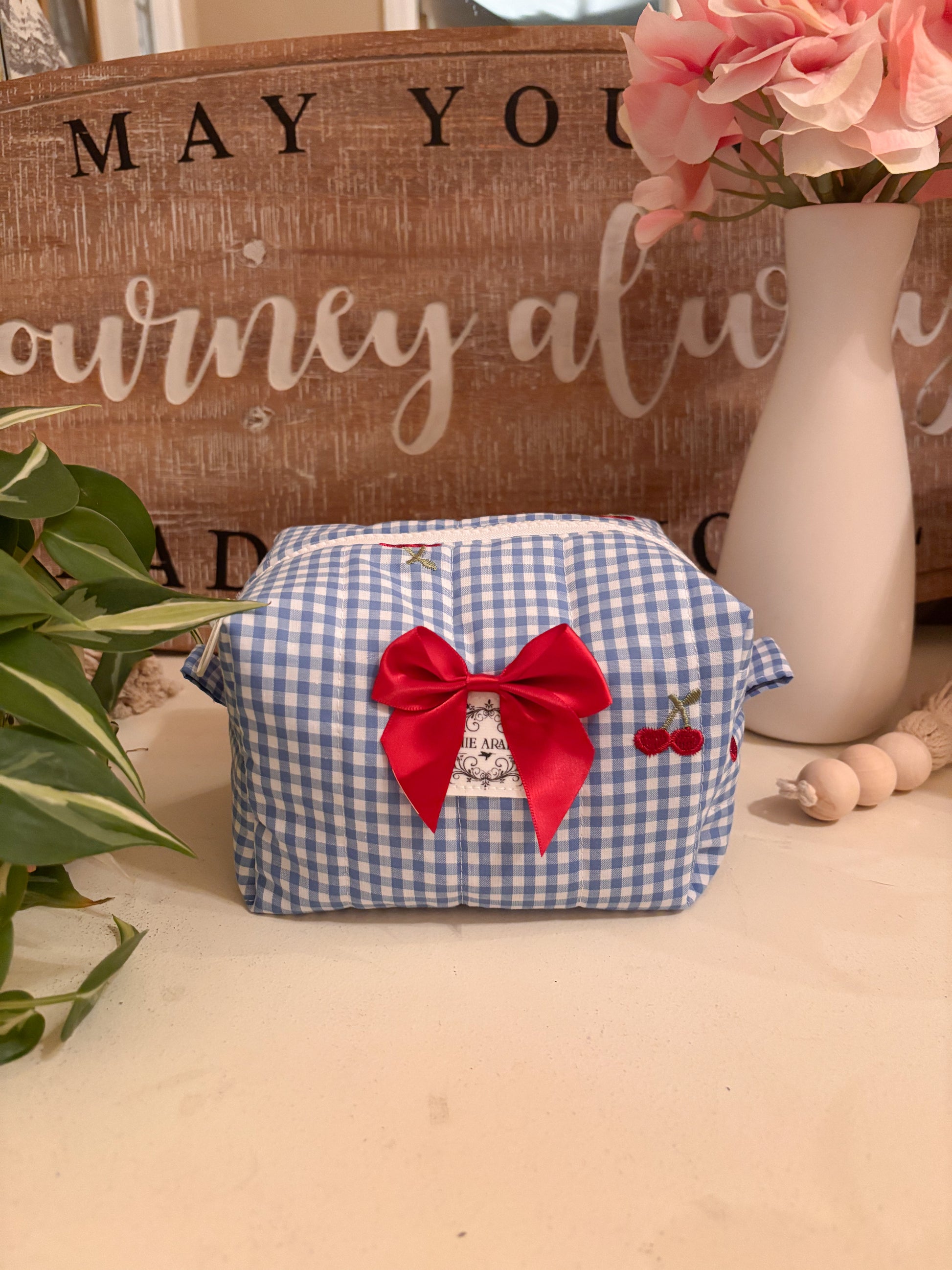 Small Makeup Bag - Cherry Blue