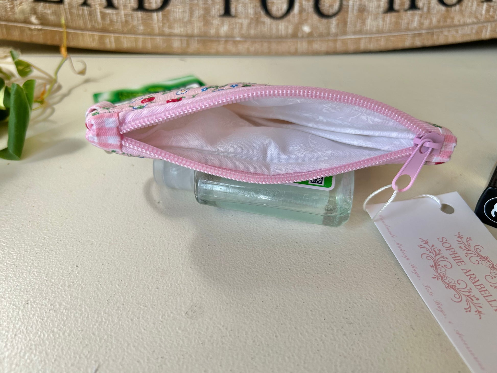 Strawberry Vines Pink Zippered Wallet