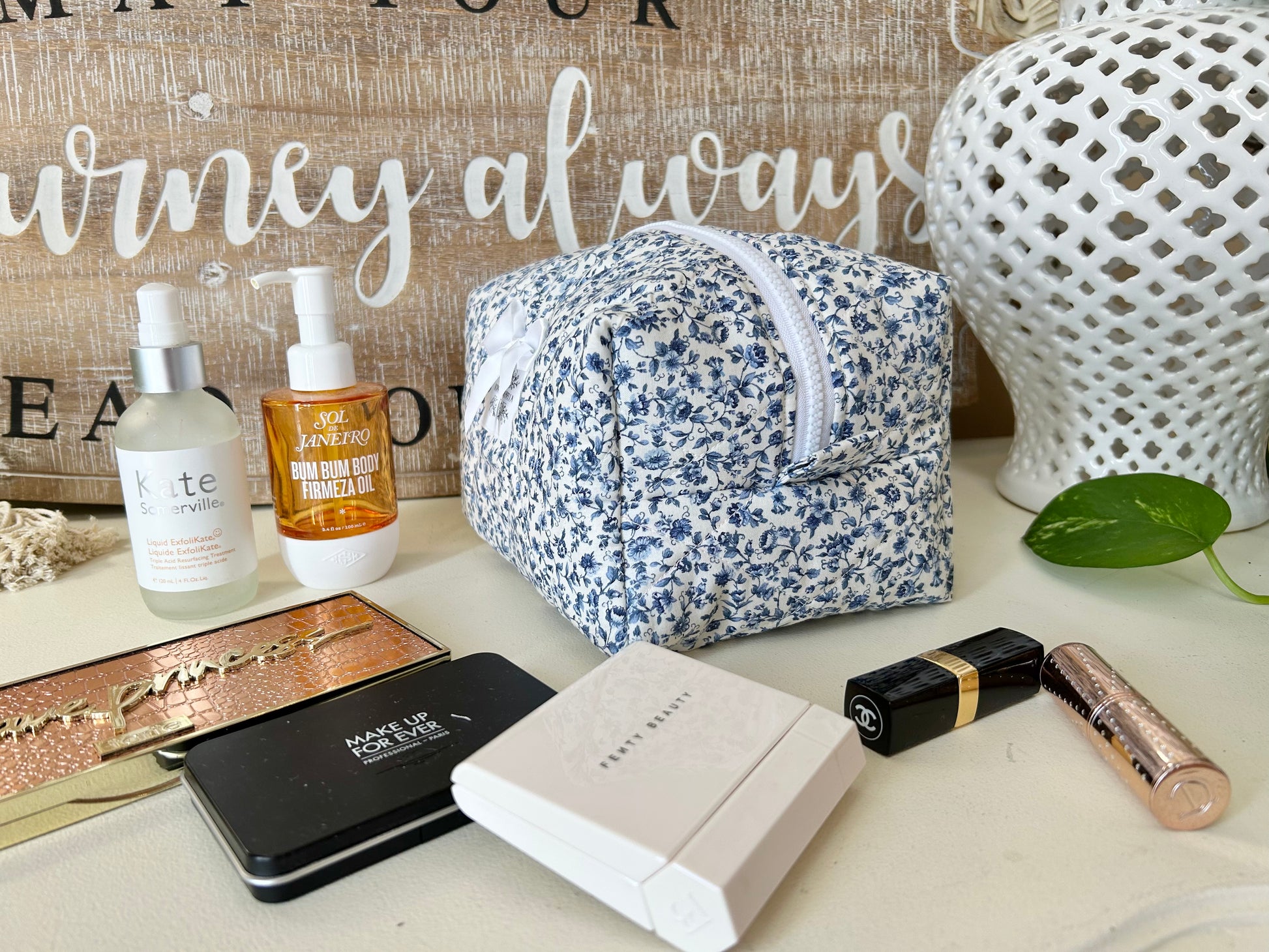 Emmy Blue Makeup Bag