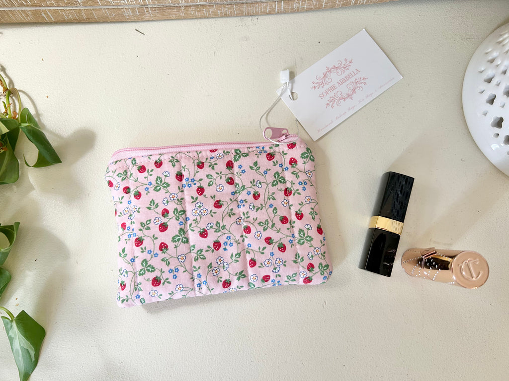 Strawberry Vines Mini Cosmetic Bag