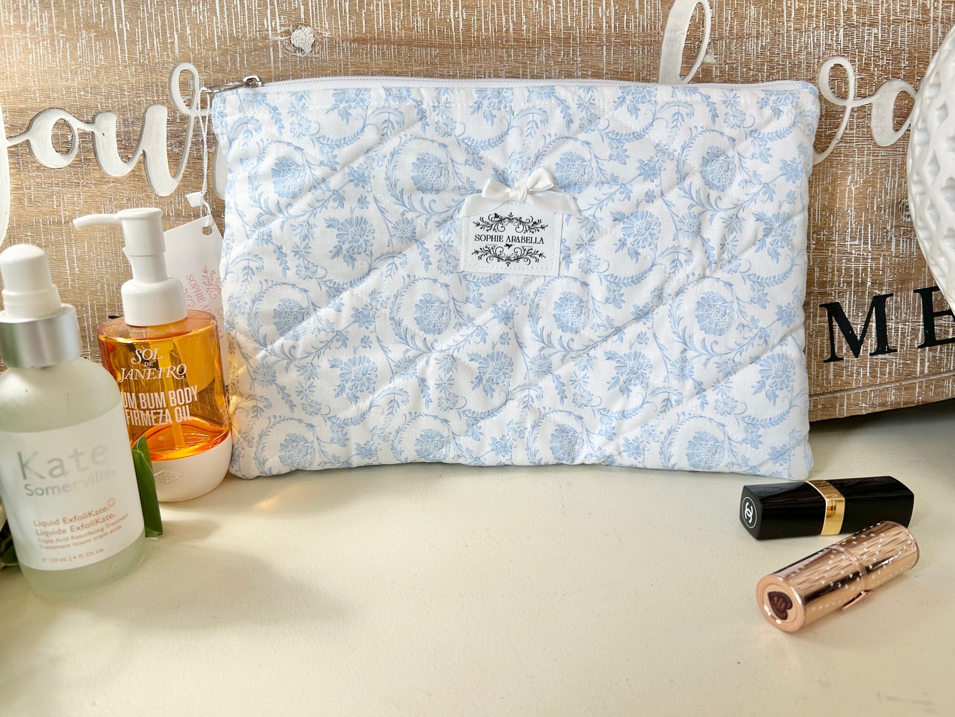 Bella Blue Large Cosmetic Bag