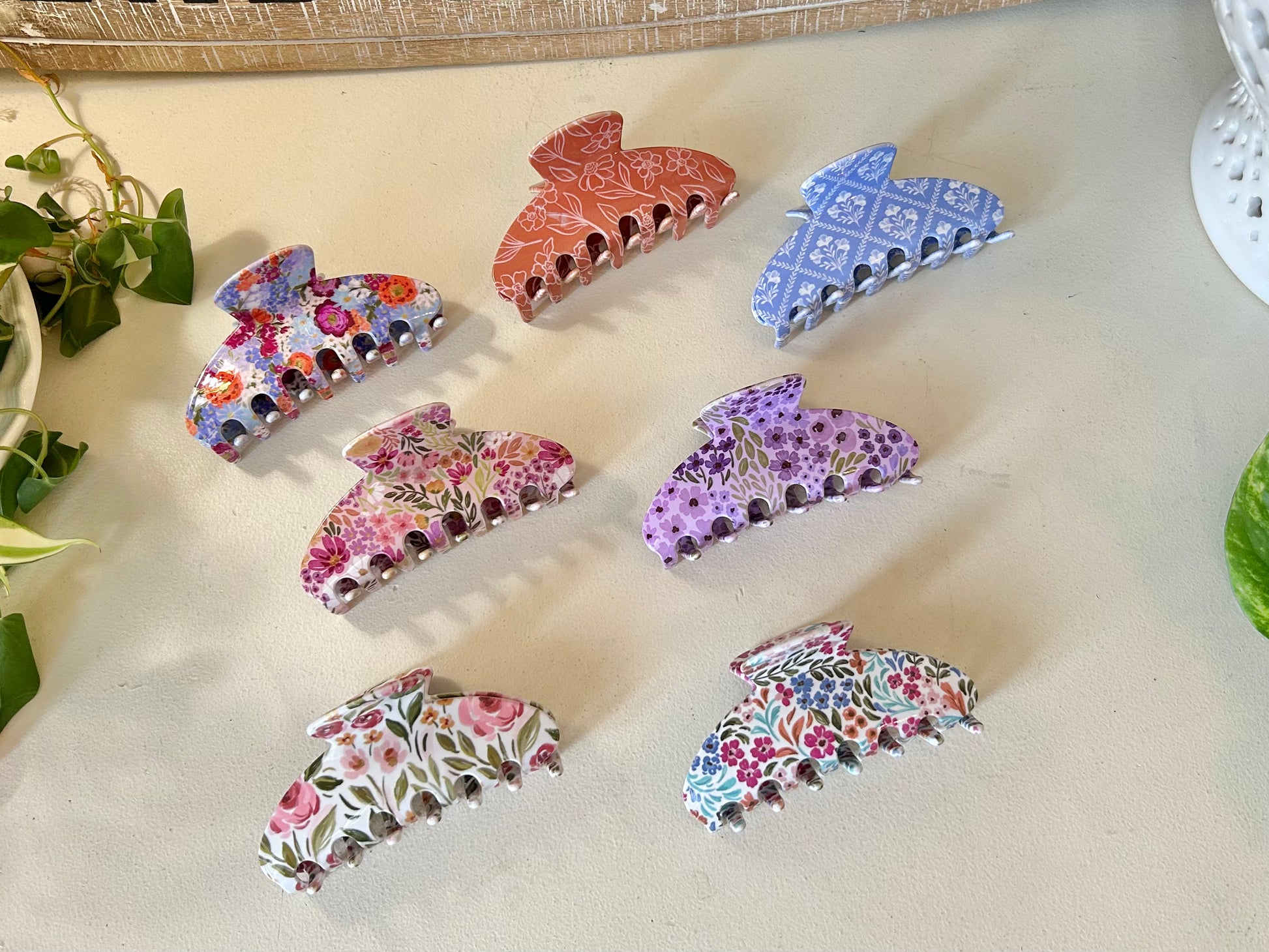 Blue Trellis Hair Clip