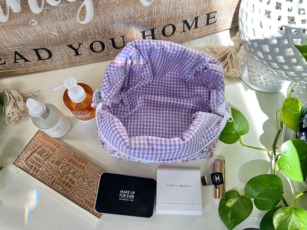 Zoey Purple Floral Makeup Bag