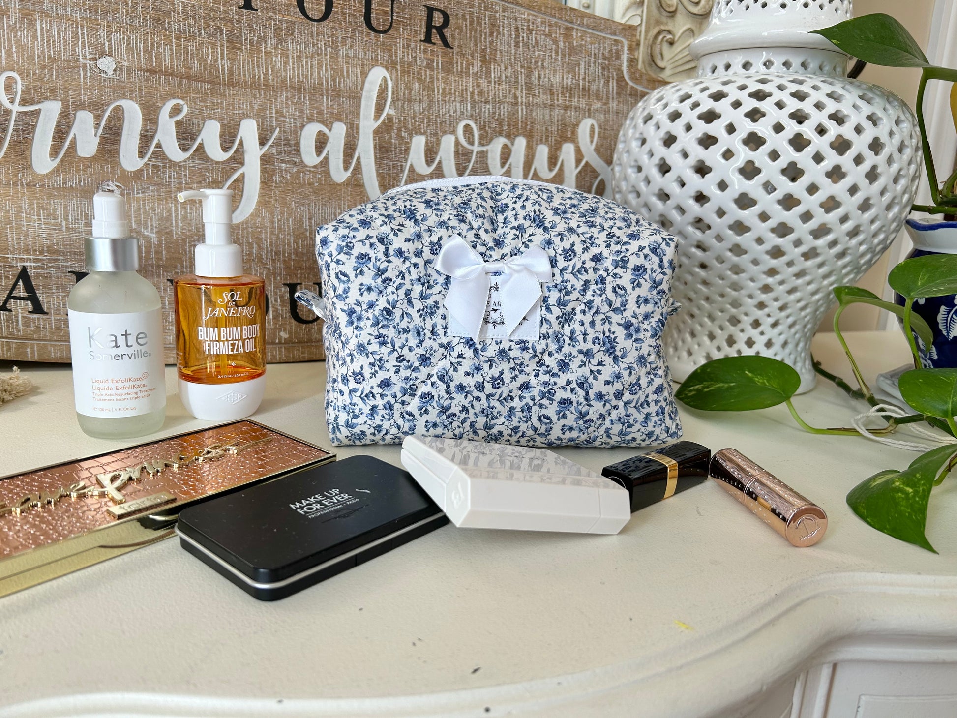 Emmy Blue Makeup Bag