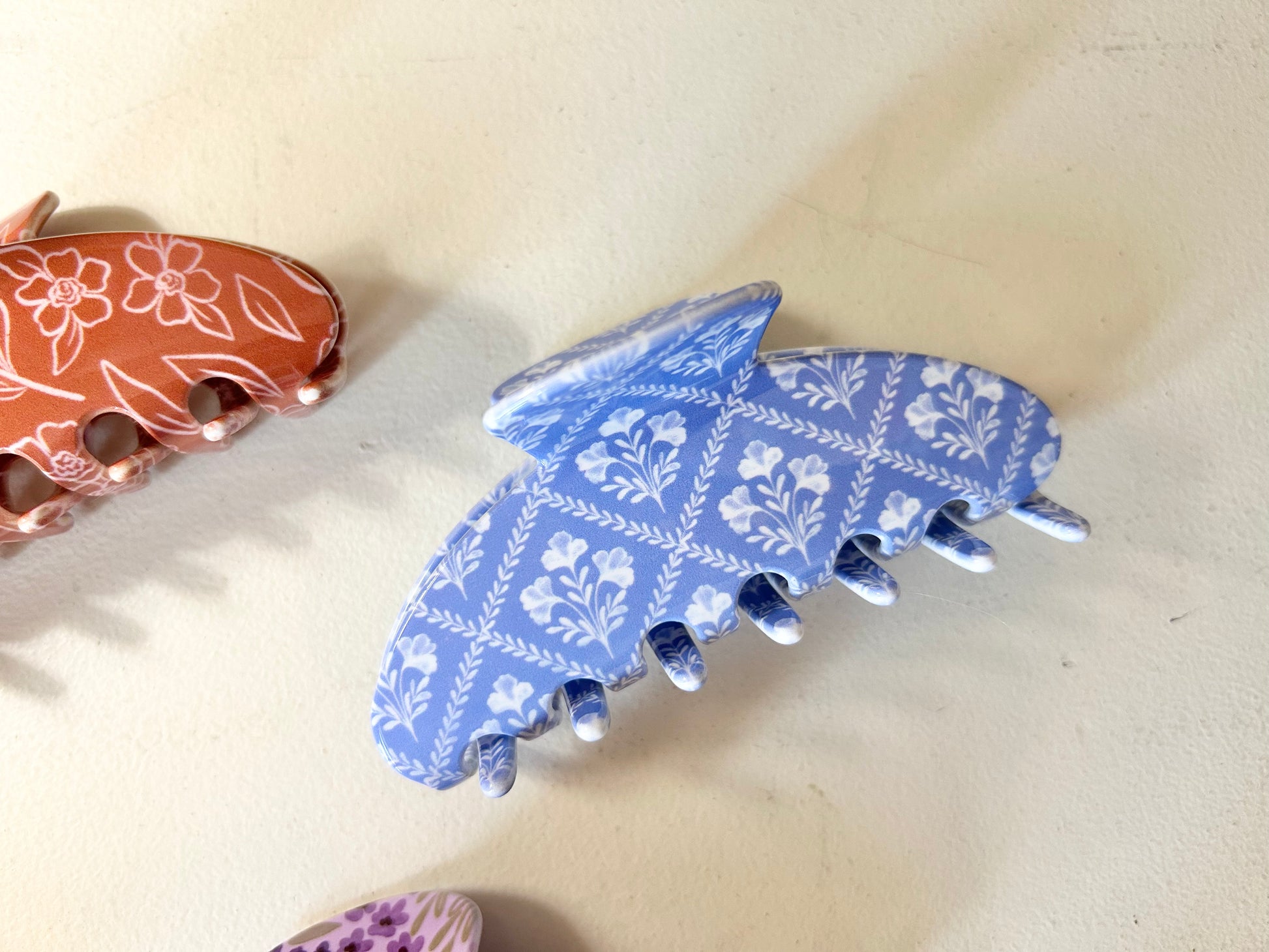 Blue Trellis Hair Clip