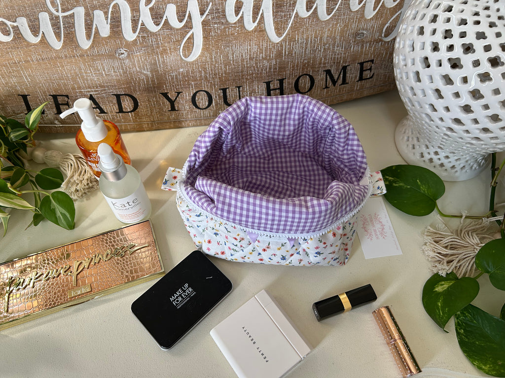 Summer Meadows Makeup Bag (Purple Gingham)