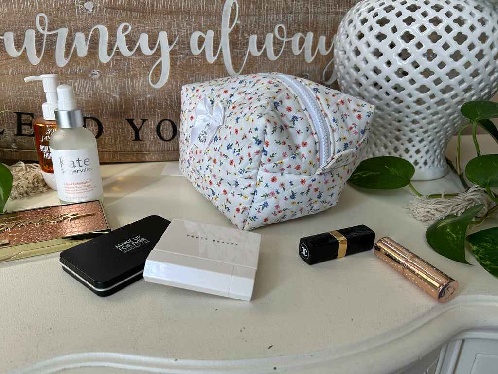 Summer Meadows Makeup Bag (Blue Gingham)