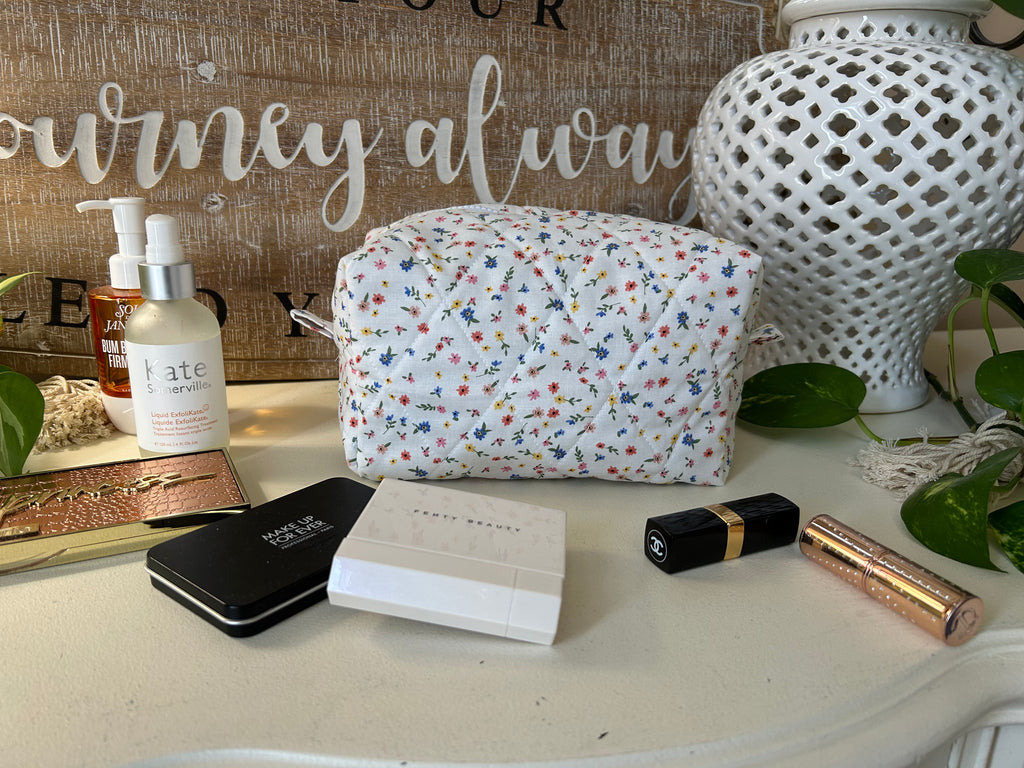 Summer Meadows Makeup Bag (Blue Gingham)