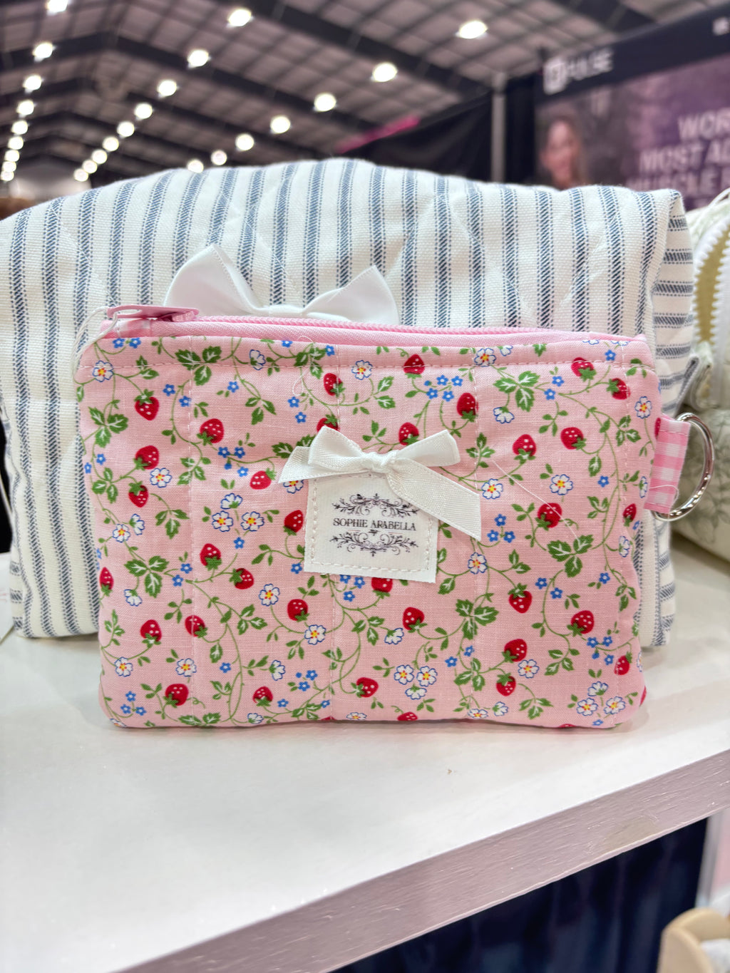 Strawberry Vines Pink Zippered Wallet