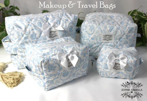 Makeup Bags - The Bella Blue Collection - Carry It All!